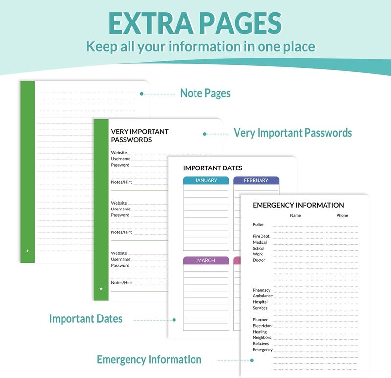 SUNEE Address Book with Colorful Alphabetical Tabs, Address Notebook Organizer for Record Contacts, 5.3'' x 7.7''- Aquamarine - Image 5